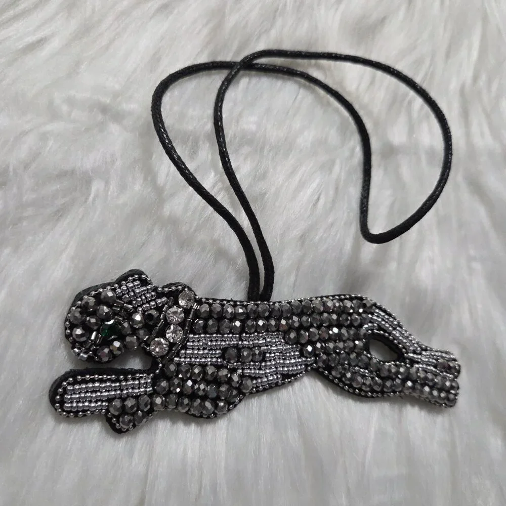 Beaded Snow Leopard Design Bag Charm